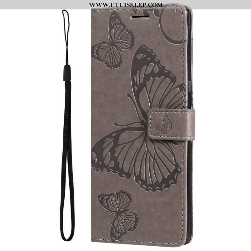 Etui Folio do Honor Magic 5 Lite z Łańcuch Gigantyczne Motyle Paskowe